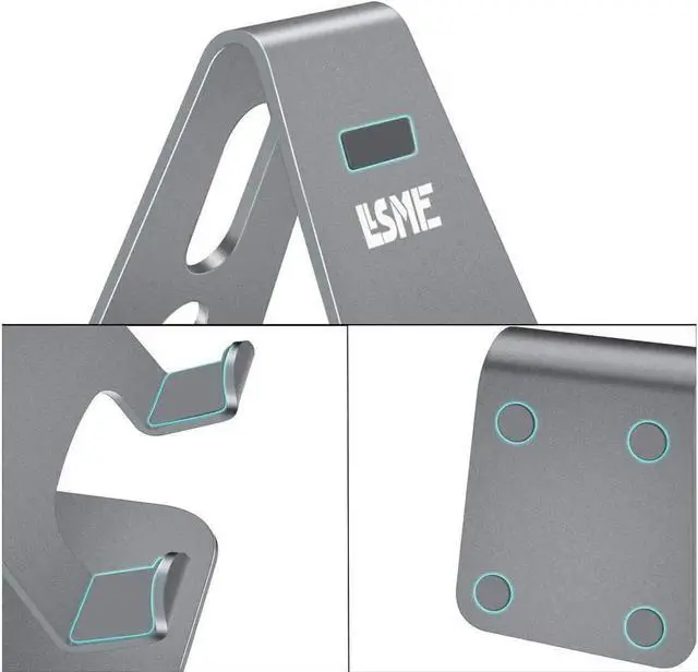 Alt view image 4 of 7 - JAENFONG Cell Phone Stand, Phone Holder, Cradle, Dock, Aluminum Desktop Stand Compatible with All Mobile Phone, iPhone, iPad Air/Mini - Grey