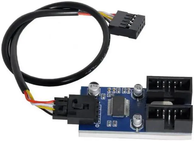 Alt view image 2 of 7 - JAENFONG Motherboard 9pin USB 2.0 Header 1 to 2 Female Extension Cable HUB Connector Adapter Port Multilier