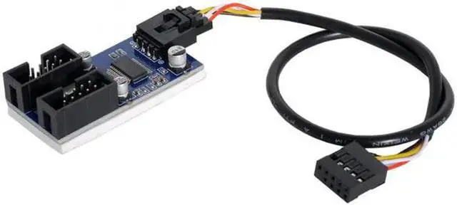 Alt view image 4 of 7 - JAENFONG Motherboard 9pin USB 2.0 Header 1 to 2 Female Extension Cable HUB Connector Adapter Port Multilier