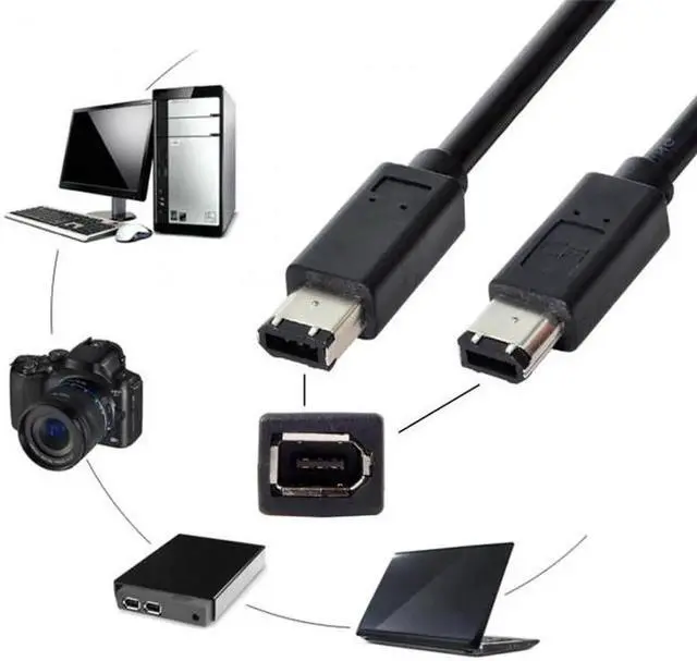 Alt view image 5 of 7 - JAENFONG 6 Pin to 6Pin FireWire 400 to FireWire 400 6-6 ilink Cable IEEE 1394 1.8m Black