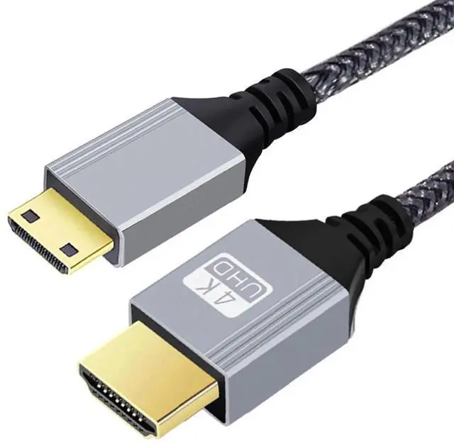 Alt view image 7 of 7 - JAENFONG 2.0M HDMI 2.0 Male to Mini HDMI Type-C Male 4K 60hz Cable with Sleeve Straight Connector for HDTV Computer Laptop Monitor
