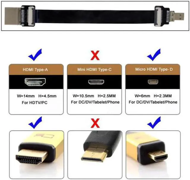 Alt view image 3 of 7 - JAENFONG  CYFPV HDMI Male to Micro HDMI Male Extension FPC Flat Cable 1080P for FPV HDTV Multicopter Aerial Photography