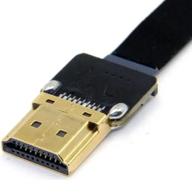 Alt view image 2 of 7 - JAENFONG 90 Degree Up Angled FPV Micro HDMI Male to HDMI Male Flat Cable 50cm for FPV HDTV Multicopter Aerial Photography