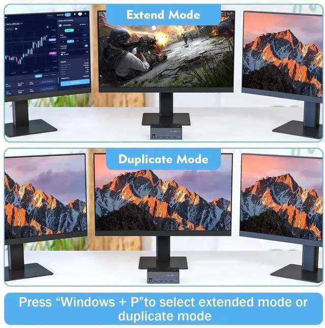 Alt view image 6 of 7 - JAENFONG riple Monitor HDMI + 2 Displayport KVM Switch, 8K@60Hz KVM Switches 2 Computer 3 Monitors for 2 PCs Share 3 Monitors and 4 USB Devices, with 2 USB Cables, Power Adapter, Wired Controller