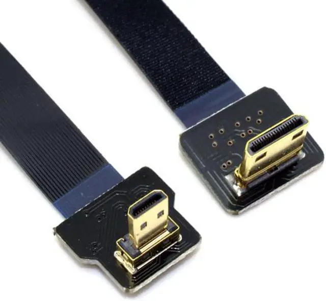 Alt view image 3 of 7 - JAENFONG 90 Degree Down Angled FPV Micro HDMI Male to Mini HDMI FPC Flat Cable 20cm for FPV HDTV Multicopter Aerial Photography