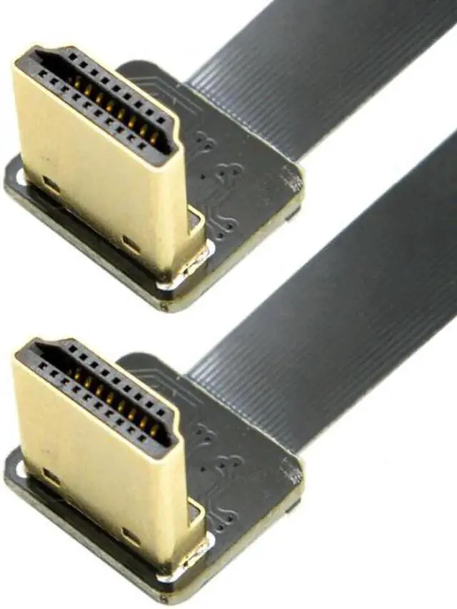 Alt view image 7 of 7 - JAENFONG  Dual 90 Degree Down Angled HDMI Type A Male to Male HDTV FPC Flat Cable for FPV HDTV Multicopter Aerial Photography
