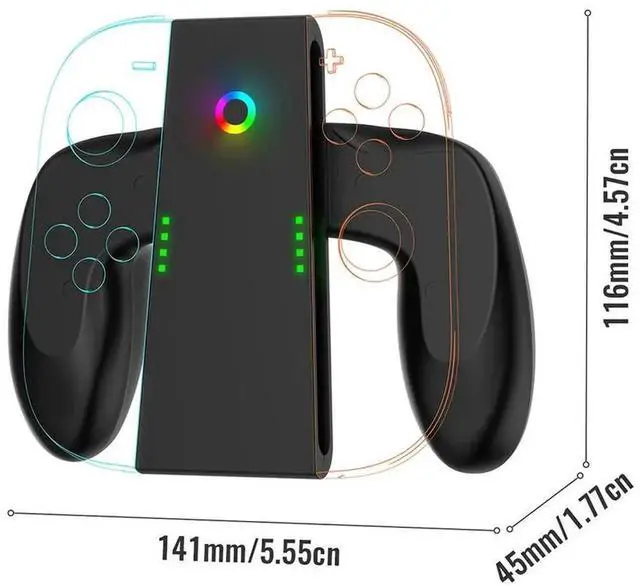 Alt view image 6 of 7 - Charging Grip for Nintendo for Switch 2 Joy-Con Portable Charger Dock ABS Controller Charger Controller Grip Handle for Switch 2