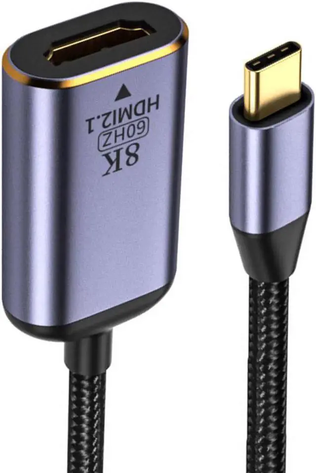 Alt view image 6 of 7 - JAENFONG USB4 USB-C Type-C Source to Female HDMI 2.1 Cable Display 8K 60HZ UHD 4K HDMI Male Monitor