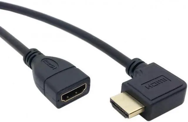 Alt view image 3 of 7 - JAENFONG Right Angled 90 Degree Connector HDMI 1.4 with Ethernet3D Type A male to A female Extension Cable 0.5m