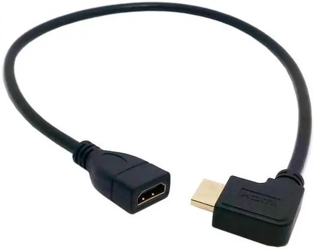 Alt view image 2 of 7 - JAENFONG Right Angled 90 Degree Connector HDMI 1.4 with Ethernet3D Type A male to A female Extension Cable 0.5m