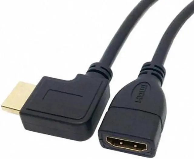 Alt view image 7 of 7 - JAENFONG Right Angled 90 Degree Connector HDMI 1.4 with Ethernet3D Type A male to A female Extension Cable 0.5m