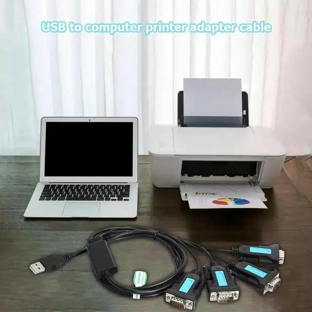 Main image of 4 Port USB to RS232 RS-232 9-Pin DB9 Serial Cable PL2303 Chipset Male A Adapter PC Notebook Accessories