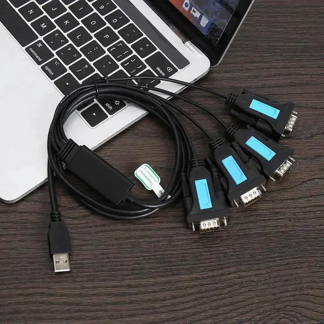 Alt view image 7 of 7 - 4 Port USB to RS232 RS-232 9-Pin DB9 Serial Cable PL2303 Chipset Male A Adapter PC Notebook Accessories