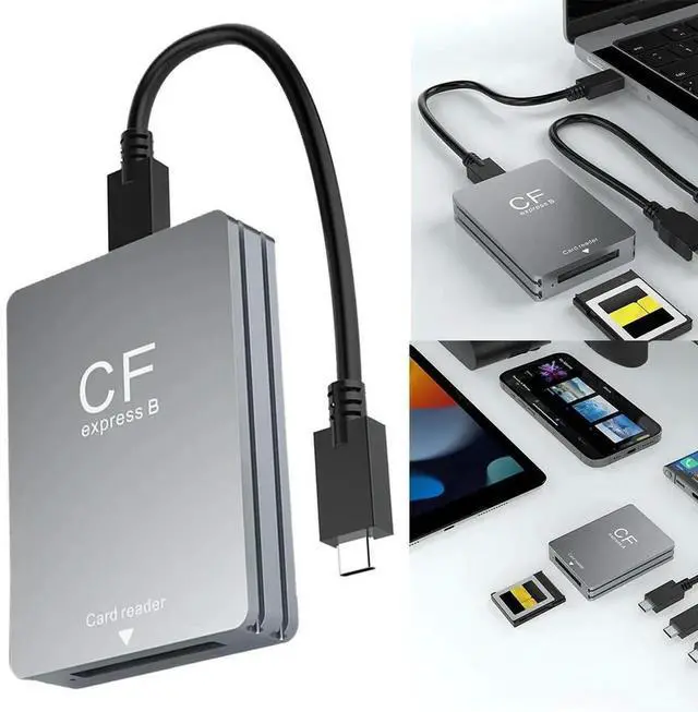 Alt view image 3 of 4 - CFexpress Type B Card Reader with USB C To USB C/A Cable Portable CF Express Reader Support Android// OS for SLR