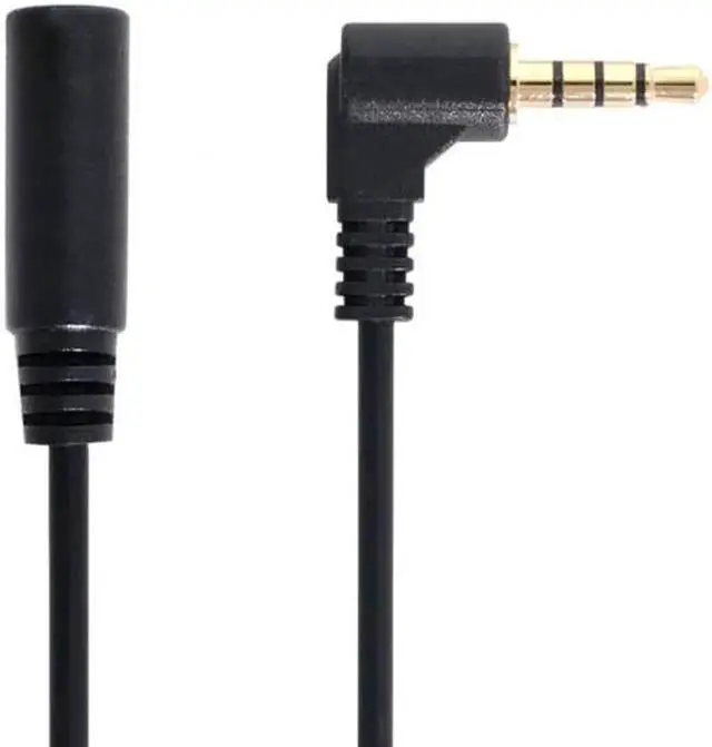Alt view image 4 of 7 - JAENFONG 90 degree right angled 3.5mm 4 poles Audio Stereo Male to Female Extension Cable 10cm Black