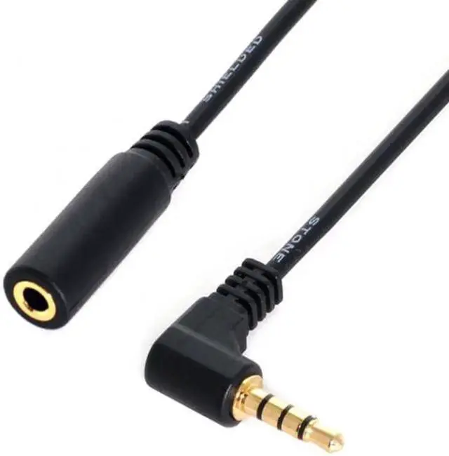 Alt view image 3 of 7 - JAENFONG 90 degree right angled 3.5mm 4 poles Audio Stereo Male to Female Extension Cable 10cm Black