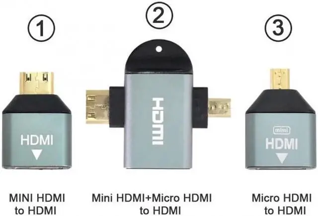 Main image of JAENFONG 3pcs/set Micro & Mini HDMI to HDMI-compatible 1.4 Female 2-in-1 Combo Adapter 4K@60hz