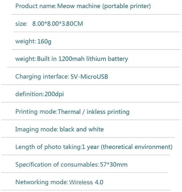 Alt view image 2 of 4 - Mini Portable Printer Wirelessly 200dpi Photo el Memo Printing Wrong Questions with USB Cable Imprint Portable