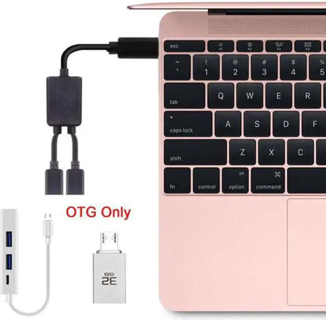Alt view image 7 of 7 - JAENFONG Micro USB to Dual Ports Micro USB Female Hub Cable For Laptop PCMouseFlash Disk