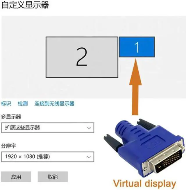 Alt view image 2 of 7 - JAENFONG Virtual Display Adapter DVI DDC EDID Dummy Plug Headless Ghost Display Emulator 2560x1600p@60Hz