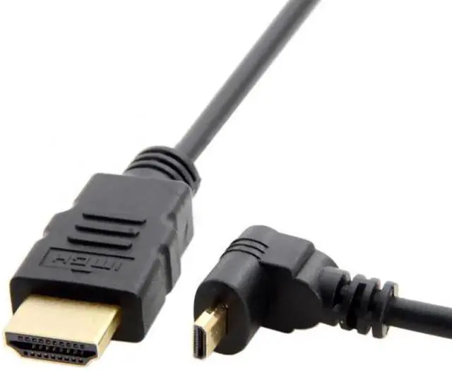 Alt view image 7 of 7 - JAENFONG Down Angled 90 Degree Micro HDMI to HDMI Male HDTV Cable for Cell Phone Tablet Camera