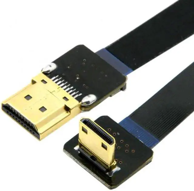 Alt view image 4 of 7 - JAENFONG 90 Degree Down Angled FPV Mini HDMI Male to HDMI Male FPC Flat Cable 20cm for FPV HDTV Multicopter Aerial Photography