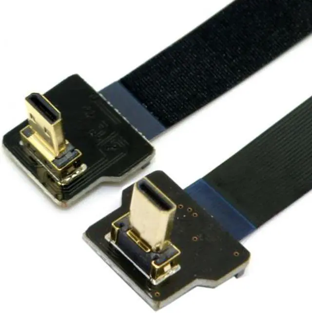 Alt view image 4 of 7 - JAENFONG 90 Degree Down Angled FPV Micro HDMI Male to Up Angled Micro HDMI FPC Flat Cable 10cm for FPV HDTV Multicopter Aerial Photography