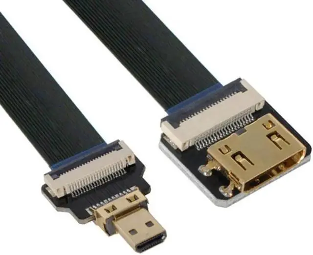 Alt view image 2 of 7 - JAENFONG Mini HDMI Female to Micro HDMI Male Extension FPC Flat Cable 1080P for FPV HDTV Multicopter Aerial Photography