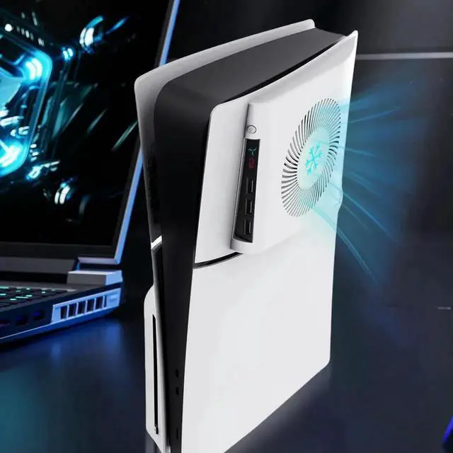 Alt view image 2 of 4 - For PS5 Slim Console Cooling Fan Side-Mounted Cooling Fan Side Temperature Control Cooling Fan Face Cover for 5 Slim
