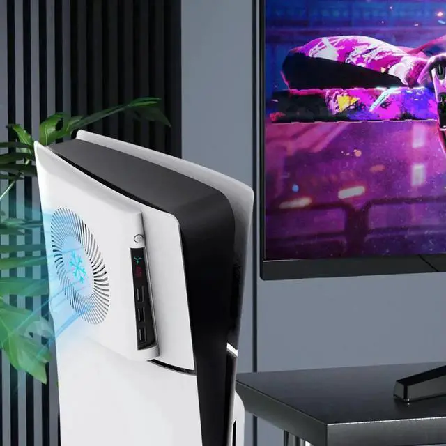Alt view image 3 of 4 - For PS5 Slim Console Cooling Fan Side-Mounted Cooling Fan Side Temperature Control Cooling Fan Face Cover for 5 Slim