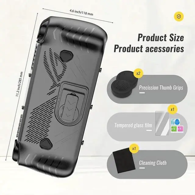 Alt view image 7 of 7 - For ROG Ally X TPU Protective Case Cover Drop-proof with Stand Protector Shell Sleeve Protective Skin Case Game Accessories