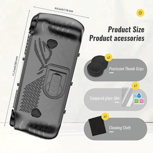 Alt view image 4 of 7 - For ROG Ally X TPU Protective Case Cover Anti-Scratch with Stand Protective Skin Case All-round Protection Game Accessories