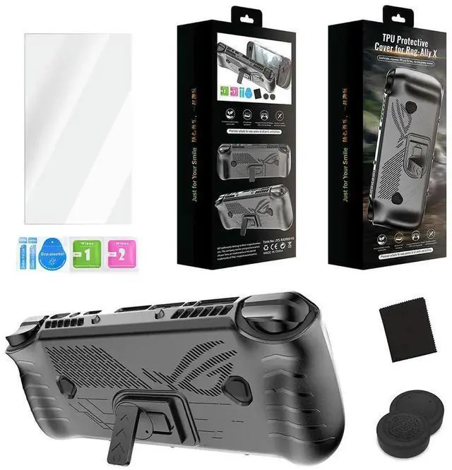 Alt view image 6 of 7 - For ROG Ally X TPU Protective Case Cover Anti-Scratch with Stand Protective Skin Case All-round Protection Game Accessories