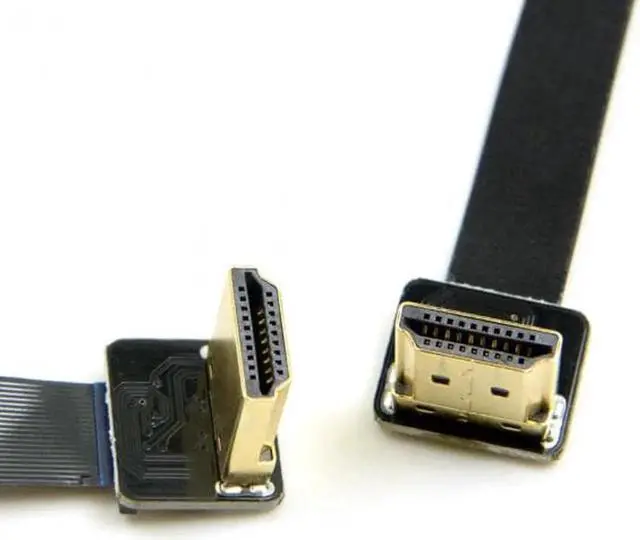 Alt view image 3 of 7 - JAENFONG Dual 90 Degree Up Angled HDMI Type A Male to Male HDTV FPC Flat Cable for FPV HDTV Multicopter Aerial Photography