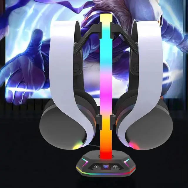 Alt view image 6 of 7 - RGB Headset Stand 9 Light Modes for Desk Controller Holder Controller Stand Hanger for PS5/PS4/Xbox/Switch Pro Gamepad & Headset