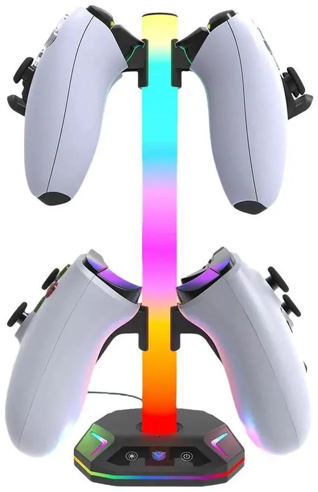 Alt view image 5 of 7 - RGB Headset Stand 9 Light Modes for Desk Controller Holder Controller Stand Hanger for PS5/PS4/Xbox/Switch Pro Gamepad & Headset