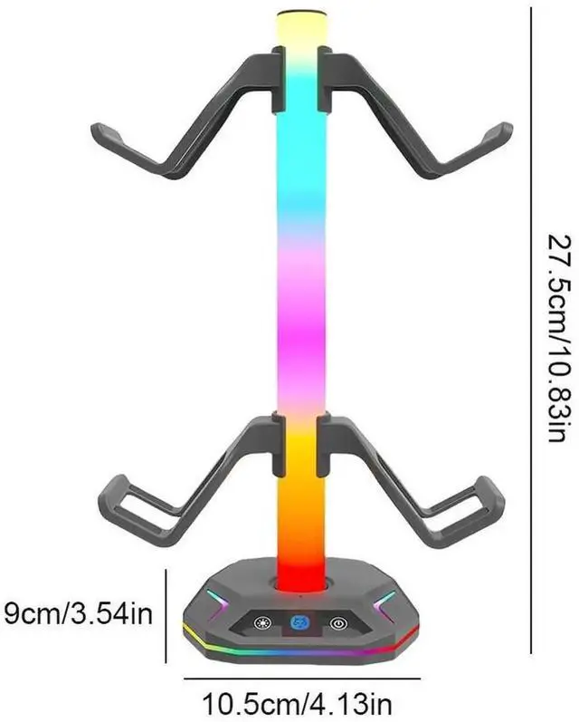 Alt view image 2 of 7 - RGB Headset Stand 9 Light Modes for Desk Controller Holder Controller Stand Hanger for PS5/PS4/Xbox/Switch Pro Gamepad & Headset