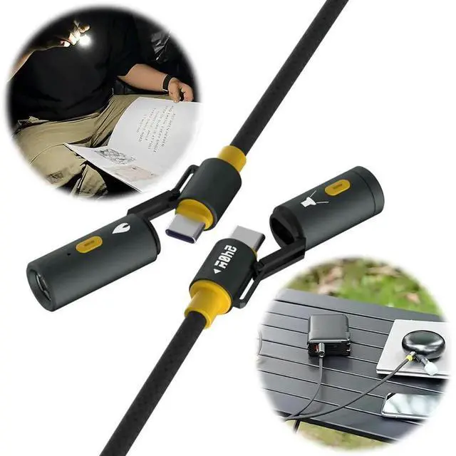 Alt view image 4 of 7 - 240W USB C Multi Charging Cable with Lighter & LED Lighting Fast Phone Charging Cord Outdoor Camping Fast Charging Cable