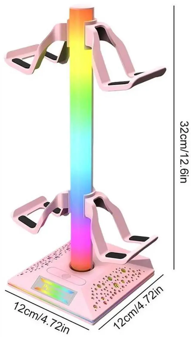 Alt view image 6 of 7 - RGB Gaming Headphones Stand with 2 USB2.0 Ports Headset Gamepad Stand Controller Stand for PS5 Gaming Accessories