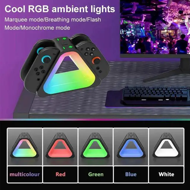 Alt view image 2 of 7 - Controller Charger with RGB Lights Charging Dock Charging Station for Nintendo Switch2 Joy-Con Accessories