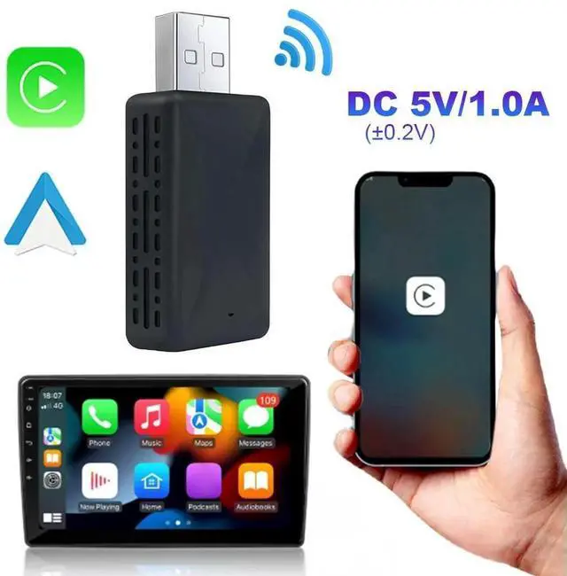 Alt view image 4 of 4 - 2 in 1 Wireless Car Mini AI Box USB Dongle Plug and Play Dongle USB Dongle Adapter for Factory Wired CarPlay Android Auto