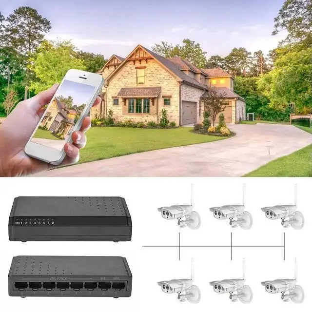 Alt view image 3 of 4 - 8 Ports PoE Switch 6+2 POE 10/100M Ethernet Power Over without Power Adapter for Outdoor Cameras Accessories