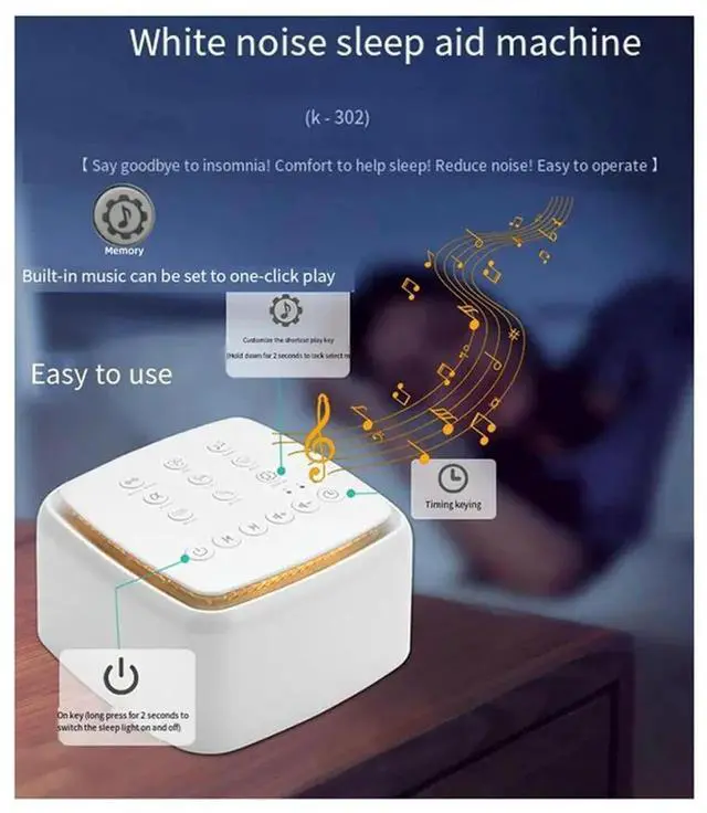 Main image of 30 Soothing Sounds White Noise Machine With Night Light For Enhanced Sleep For Babies & Adults