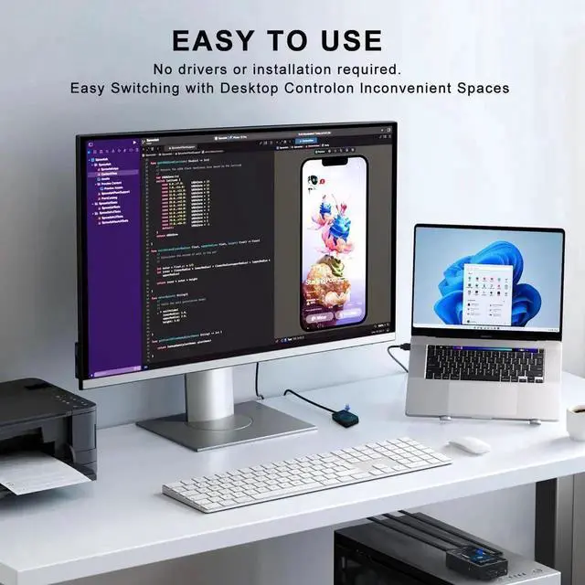 Alt view image 6 of 7 - JAENFONG 2x4 USB 2.0 Switch for 2 PCs, USB Switch 2 in 4 Out USB KVM Switch for PC, Printer, Scanner, Keyboard, USB 2.o Switch for 2 Computers Share 4 USB Devices