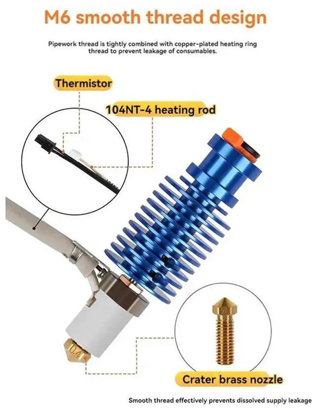 Alt view image 5 of 7 - For Voron 2.4/Prusa CHC- V6 Hotend Heating Core Volcano Hotend Kit 3D Printer Parts