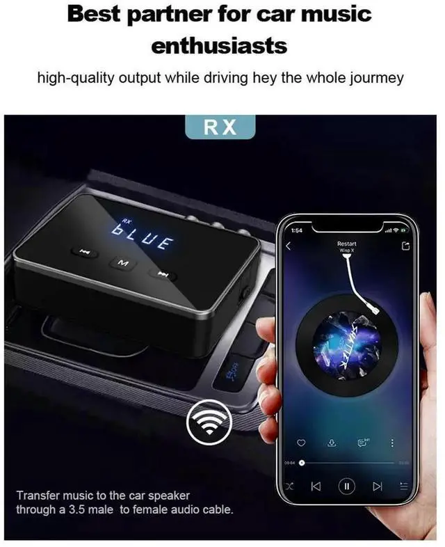 Alt view image 4 of 4 - BT 5.4 Transmitter Receiver AUX 3.5mm Jack RCA Optical BT Audio Adapter Wireless Adapter for TV/Car/PC/Home Stereo/Speakers