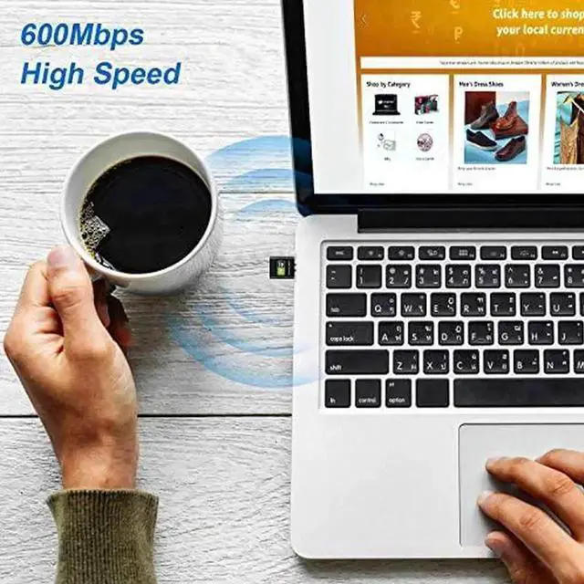 Alt view image 5 of 7 - USB WiFi Adapter WiFi dongle AC600Mbps Hi-Speed USB Plug WiFi Network Adapter Desktop Wireless Adapter Network USB High Speed Dual-Frequency Desktop/Laptop, Support Windows10 / 8/7 / Vista/XP (Black)