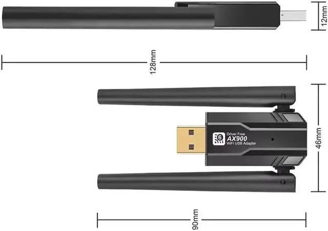 Alt view image 7 of 7 - AX900 WiFi 6 Wireless Adapter, 2.4G & 5GHz Dual Band 802.11AC Wireless Network Card WiFi Antenna Wifi Receiver, 900Mbps USB WiFi Adapter with 5dBi Antenna for Laptop Desktop PC Windows Linux