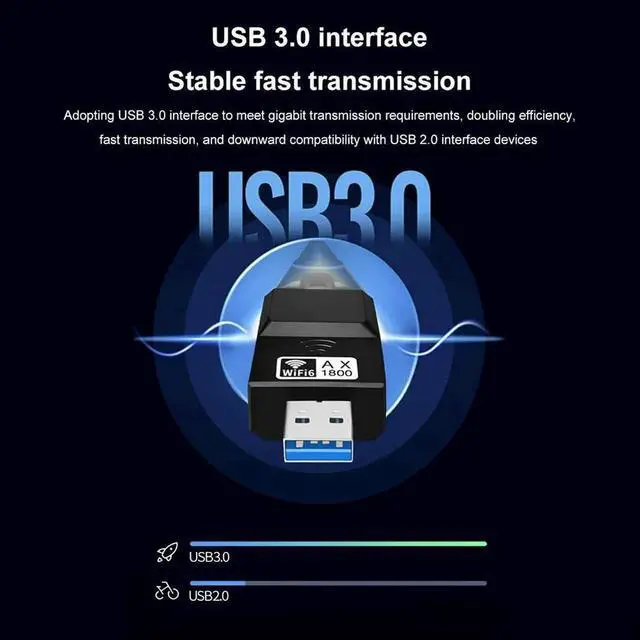 Alt view image 3 of 4 - USB Adapter 1800Mbps 6 Wireless Network Card Dual Band 5GHz 2.4GHz 6dBi Antenna Plug and Play for Laptop Desktop