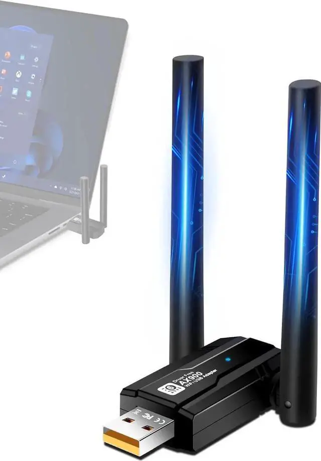 Main image of Hitoor USB WiFi 6 Adapter for PC, AX900Mbps USB WLAN Stick Wireless Adapter with 5DBI Antenna, Dual Band 2.4G/5GHZ, Free CD-Drive, MU-MIMO, WPA3, USB WiFi Dongle Adapter for Windows 7/8/10/11